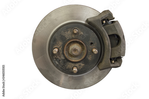 Disc brake mechanism of the car. Isolate on a white background.