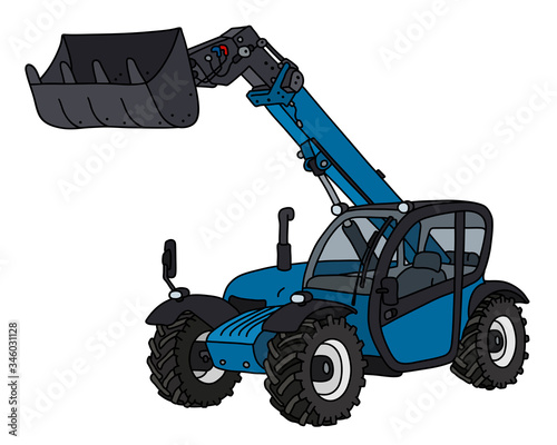 The vectorized hand drawing of a blue loader