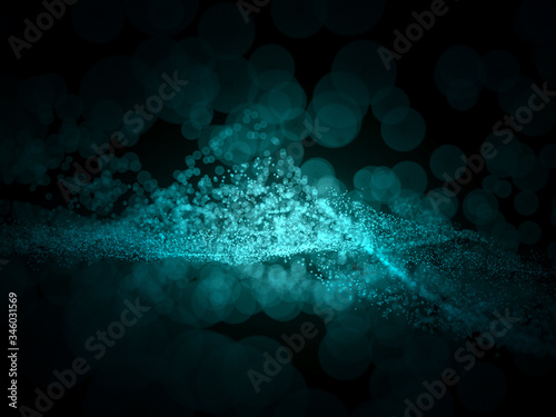 Fototapeta Naklejka Na Ścianę i Meble -  Blue luminous particles. Abstract background. 3d rendering.