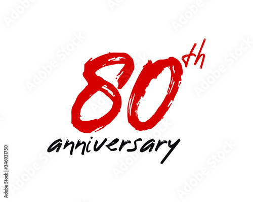 80 years anniversary logo template isolated on white. handwritten 80th letter with brush effect.