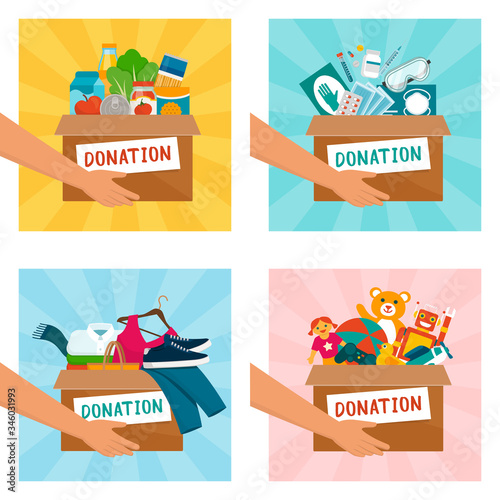 Volunteer holding donation boxes