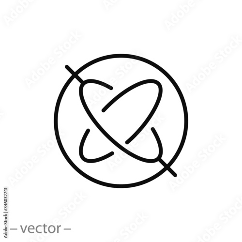wheel or disk gyroscope icon, spin rapidly, stability in navigation systems, automatic pilots stabilizers sign, thin line web symbol on white background - editable stroke vector illustration eps10