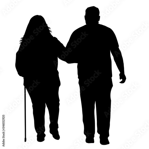 Senior couple silhouette on a white