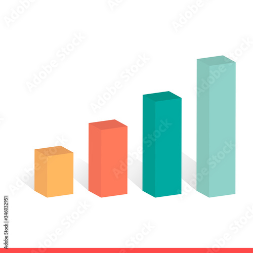 Graphs bar vector icon, isometric statistic banner template design for your business