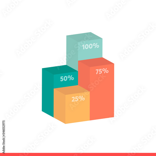 Graphs bar vector icon, isometric statistic banner template design for your business