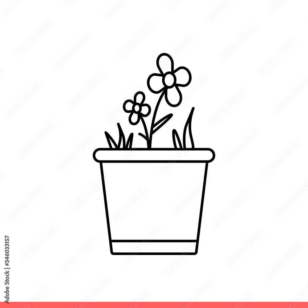 Plant pot vector icon, decorative flower symbol Plant pot vector icon, decorative flower symbol