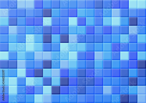 Random blue mosaic illustration with bevel and emboss on the tiles