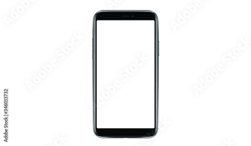 Smartphone with a blank screen lying on a flat surface. High Resolution Vector illustration of responsive web design ,app, template site,The shape of a modern mobile phone Designed New black frameless