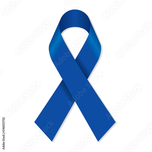 Navy blue awareness ribbon for Colon Cancer and Colorectal Cancer symbol.