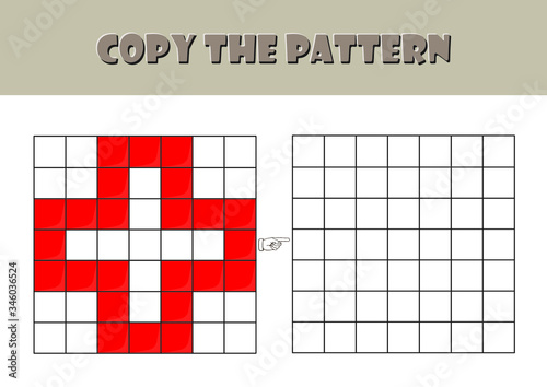 fun activity pages for preschool and kindergarten, Color Visual Motor and Visual Spatial activity,  Visual perception worksheet, pixel art, coloring page, copy the pattern