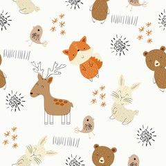 Sierkussen Baby hert patronen Vector forest pattern.  © Tapilipa
