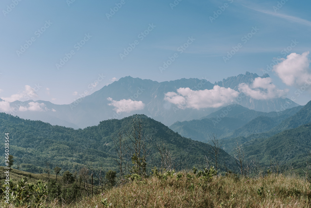 Malaysia, 3 May 2020 - Majestic Mount Kinabalu during mid day, Mount Kinabalu is the highest mountain in Malaysia