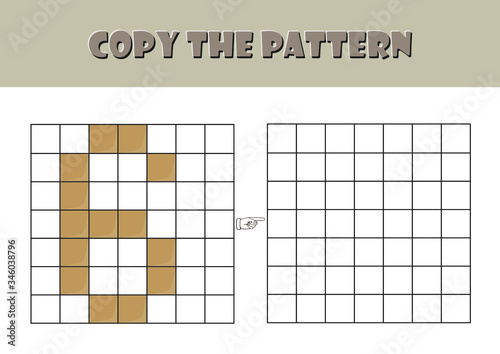 fun activity pages for preschool and kindergarten, Color Visual Motor and Visual Spatial activity,  Visual perception worksheet, pixel art, coloring page, copy the pattern