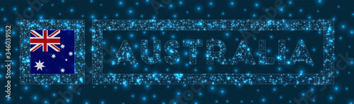 Australia badge. Flag of Australia in glowing network geometric style. Modern vector illustration.