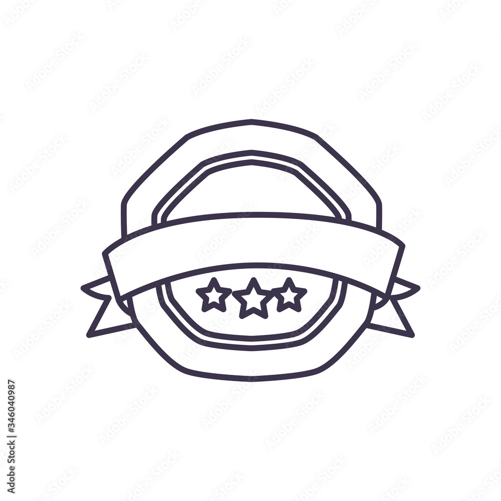 Seal stamp with star and ribbon line style icon vector design Seal stamp with star and ribbon line style icon vector design