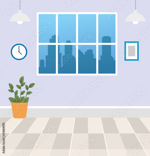 scene house interior with decoration vector illustration design