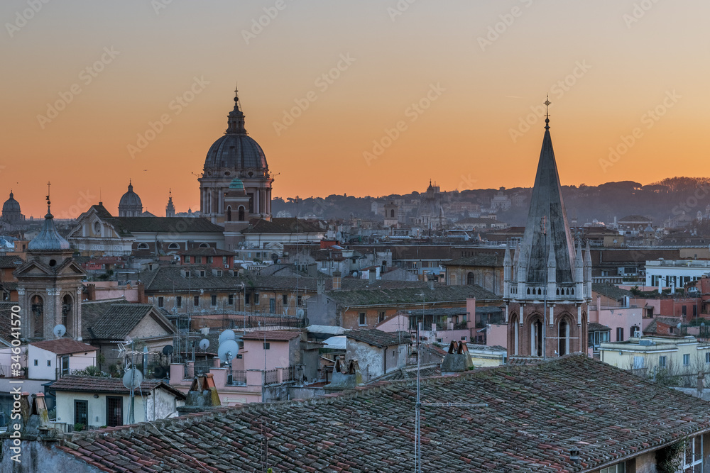 Dusk over the rooftops of Rome // Rome, Italy