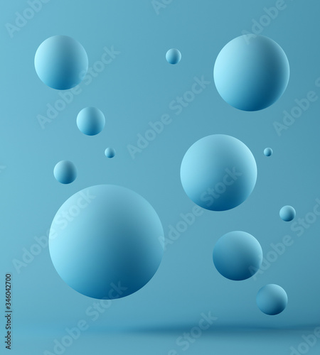 3D illustration geometric spheres balls. Abstract background. Mockup. Podium template for product presentation.