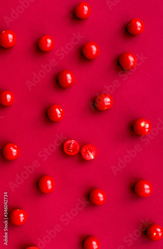 red color set with food top view pattern