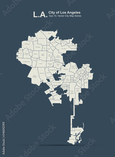 los angeles, L.A. city map. los angeles city, california vector map.