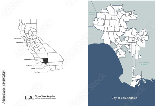 los angeles, L.A. city map. los angeles city, california vector map.