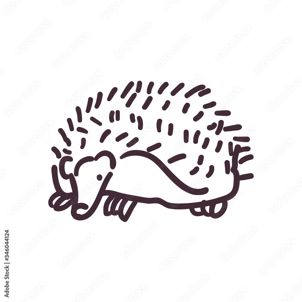 Fototapeta premium hedgehog cartoon line style icon vector design