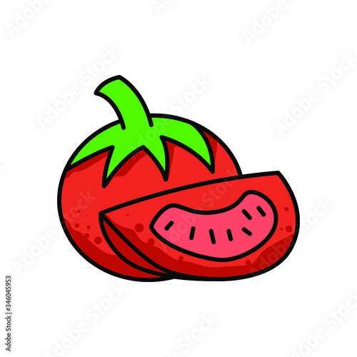 Tomato icon design best logo , vector illustration emblem isolated artword , concept food vitamin fruit retro background vegetarian cartoon , cute symbol organic
 photo