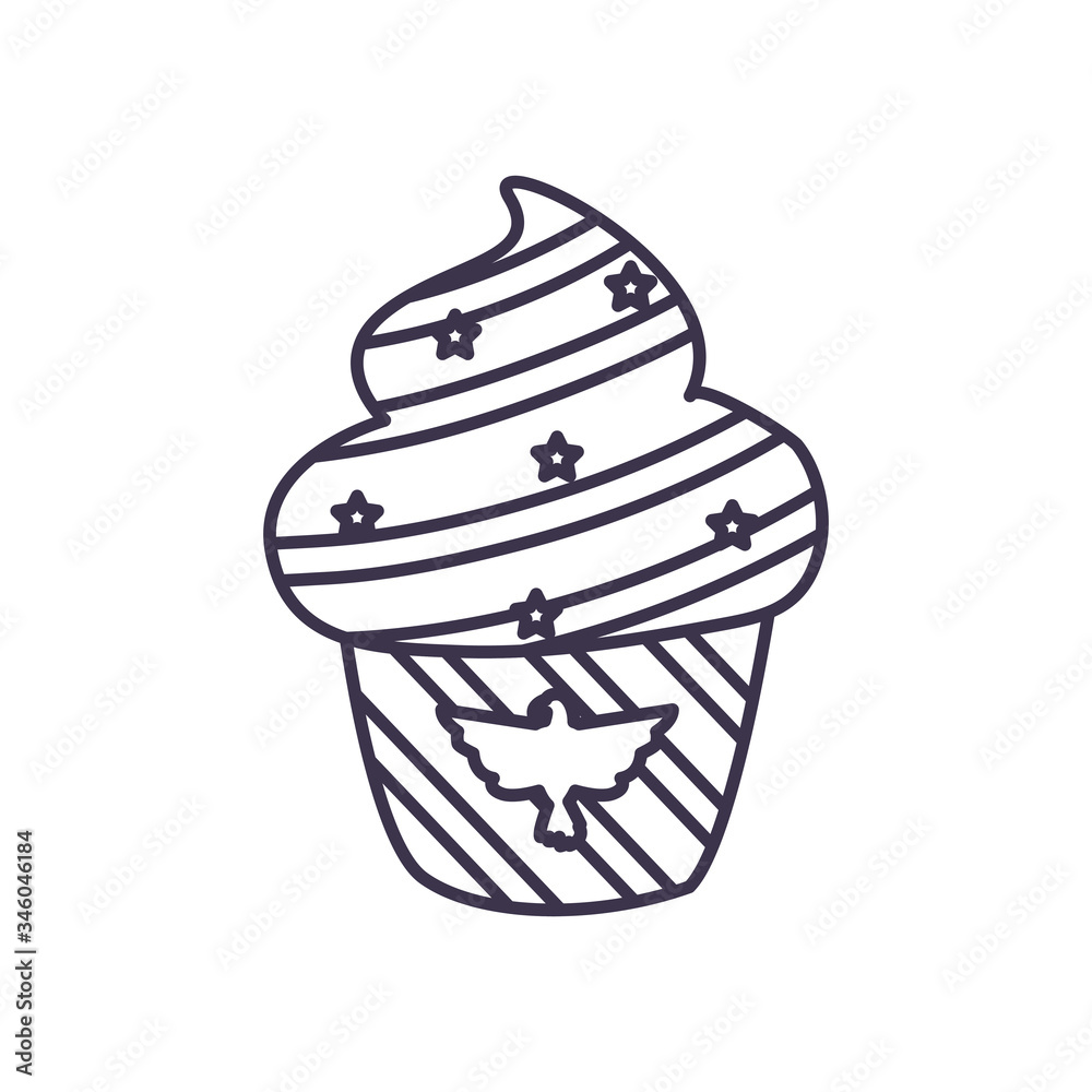 Usa flag cupcake line style icon vector design Usa flag cupcake line style icon vector design