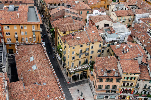 Roofs of Verona, Italy as seem from the Lamberti tower height, Torre dei Lamberti