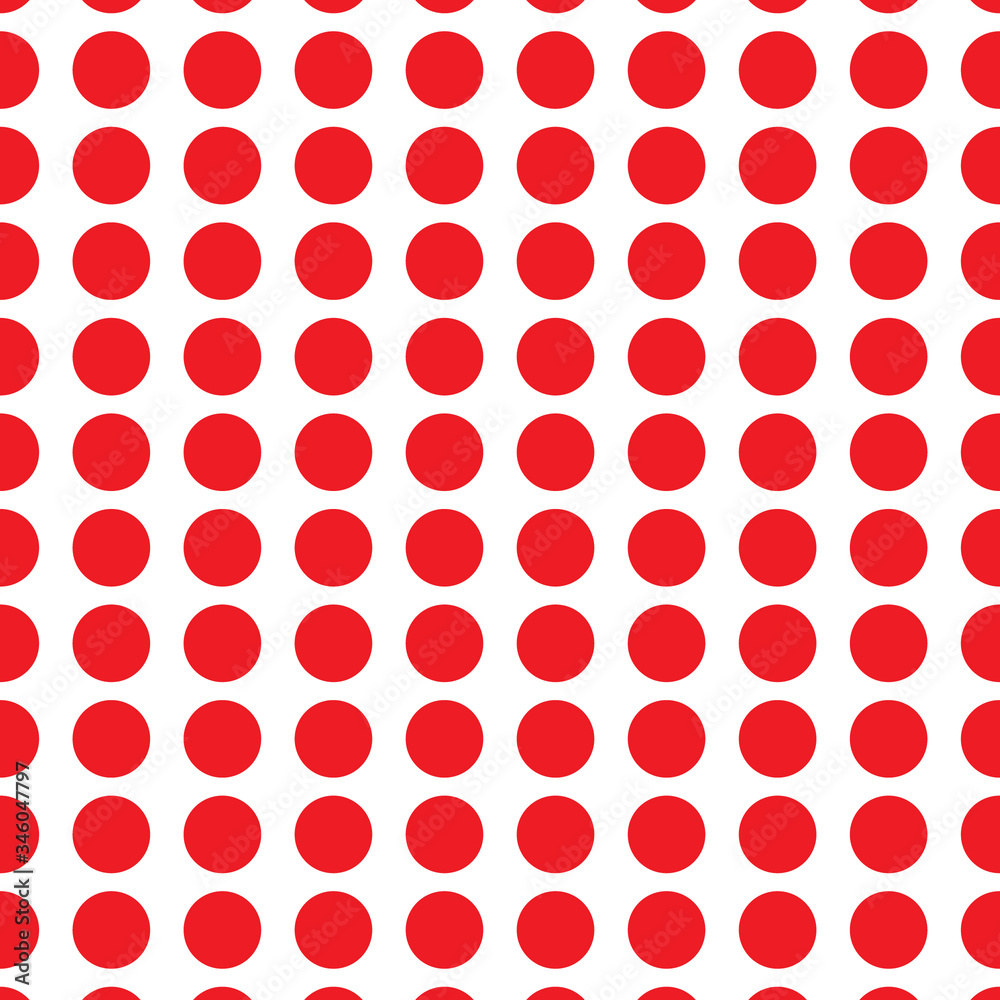 Tile pattern with big red polka dots on white background Tile pattern with big red polka dots on white background