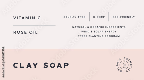 Minimal Label. Typographic modern vintage label, tag, sticker for natural brand, beauty packing. Retro design minimal label, tag of organic cosmetics, old school style, typography. Vector Illustration
