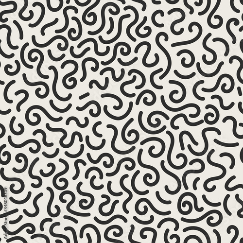 Vector seamless jumble geometric lines memphis pattern. Abstract trendy background. Hand drawn texture in doodle style