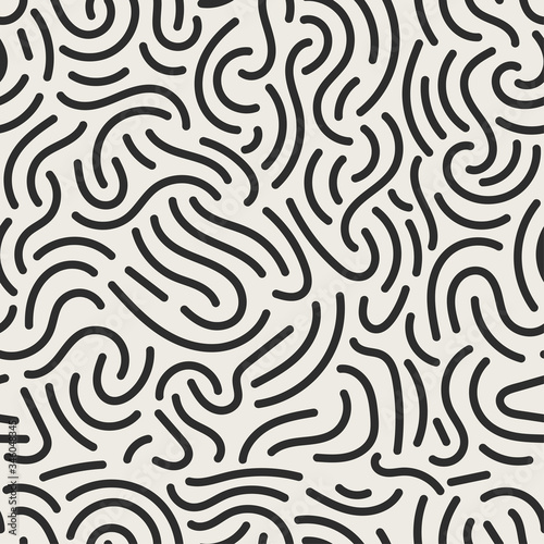 Vector seamless jumble geometric lines memphis pattern. Abstract trendy background. Hand drawn texture in doodle style