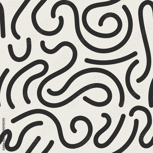 Vector seamless jumble geometric lines memphis pattern. Abstract trendy background. Hand drawn texture in doodle style