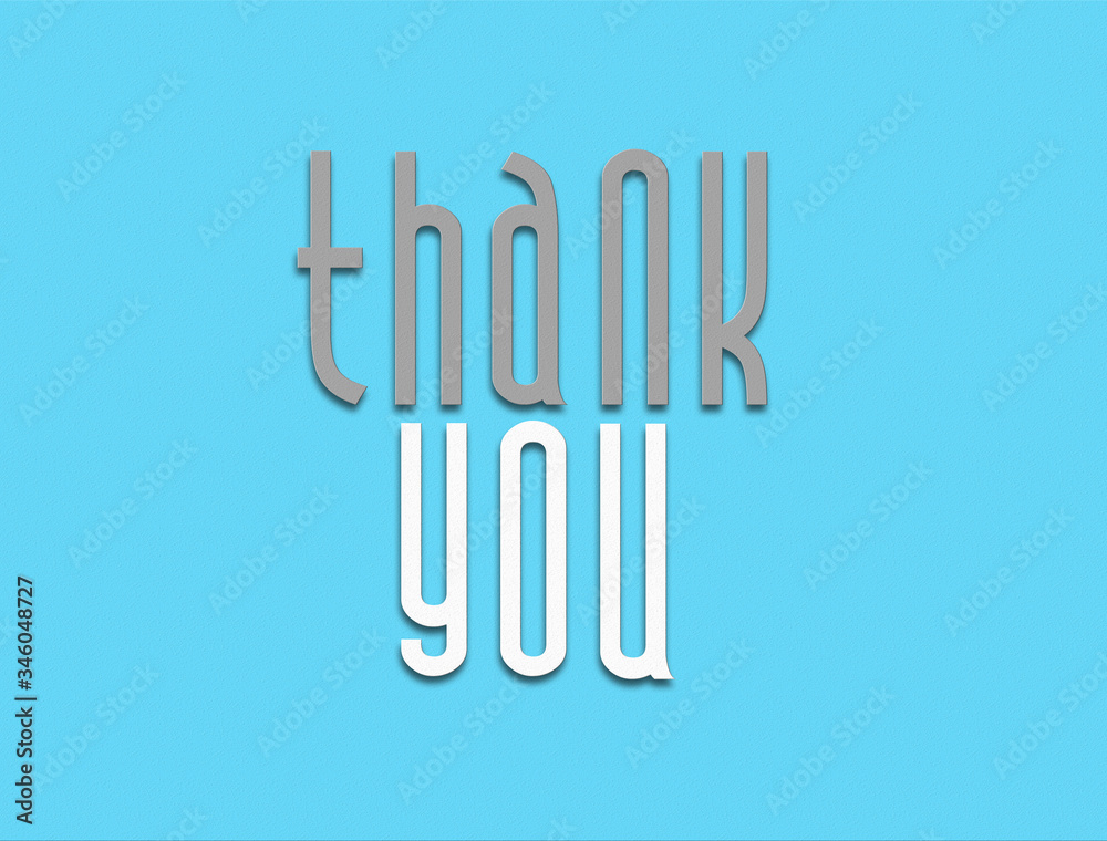 thank you on blue background. 3d illustration . thank you text thank you on blue background. 3d illustration . thank you text