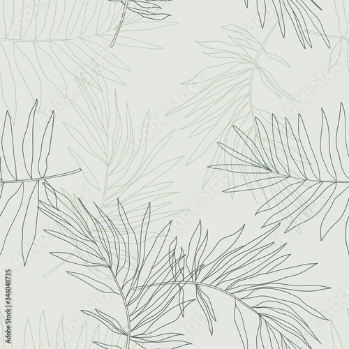 Fototapeta Naklejka Na Ścianę i Meble -  Vector tropical palm leaves seamless pattern. Vector summer delicate illustration. Pastel colors