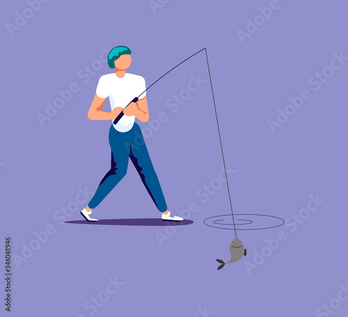 Businessman is holding fishing rod