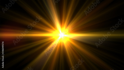 glowing abstract sun burst with digital lens flare.