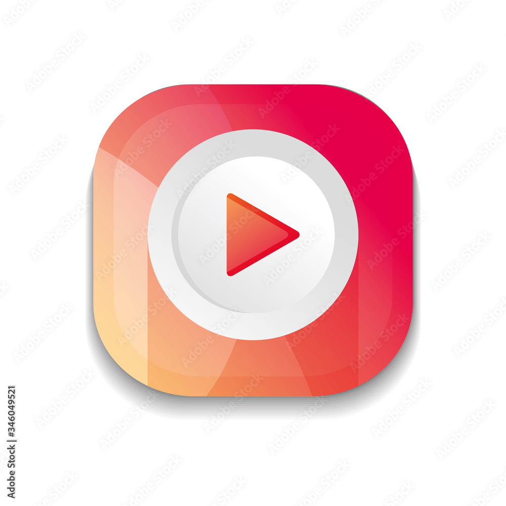 mobile app buttons concept, video symbol, play button icon, detailed ...