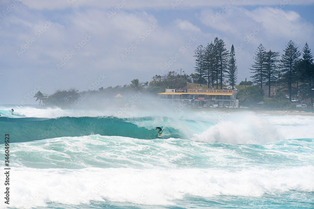 A surfer getting barreled in Greenmount, Gold Coast, Australia