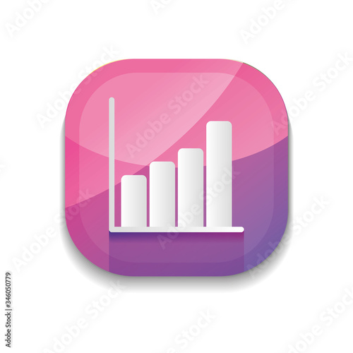 mobile app buttons concept, graphic bar chart icon, detailed design