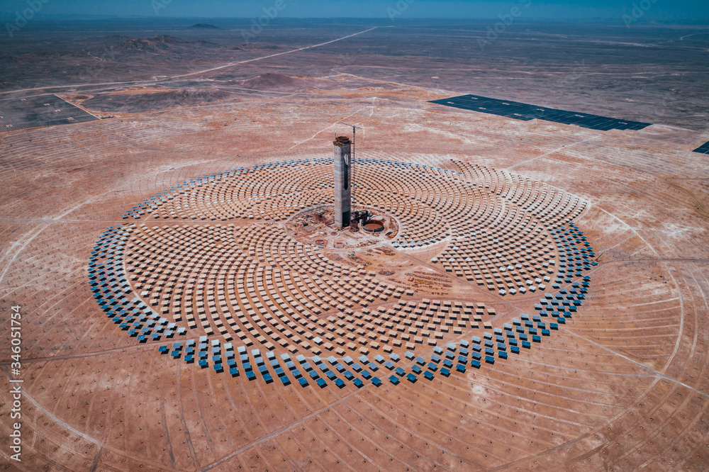 Aerial View of a Solar Thermal Power Plant in the Atacama Desert ...