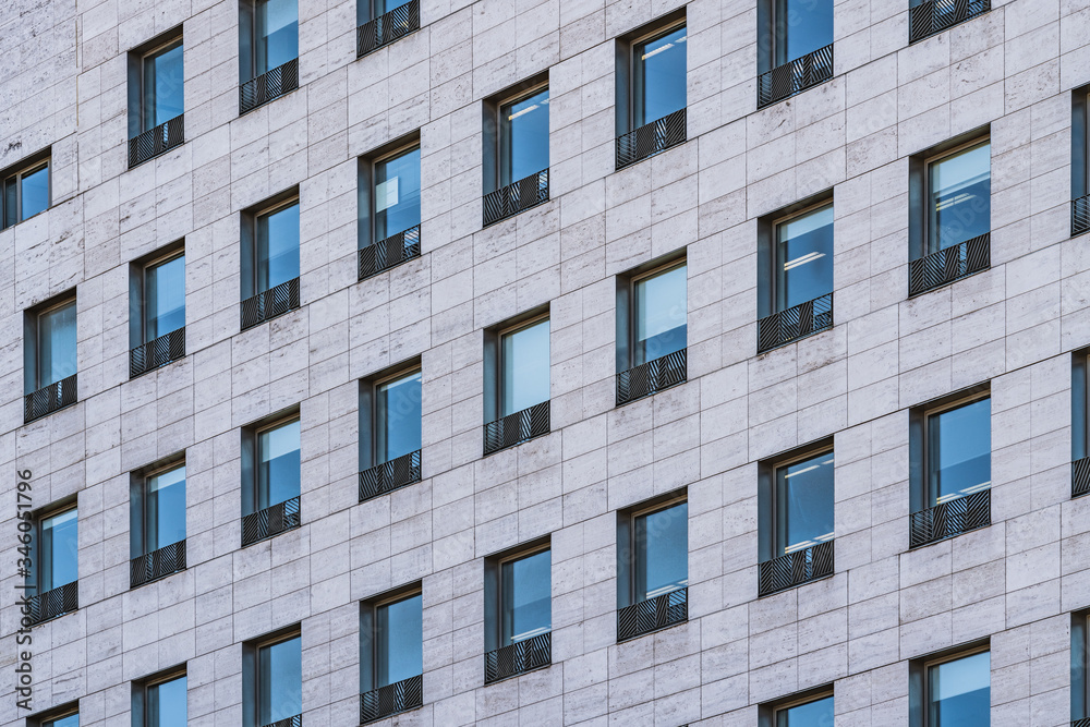 Rows of windows of an office building