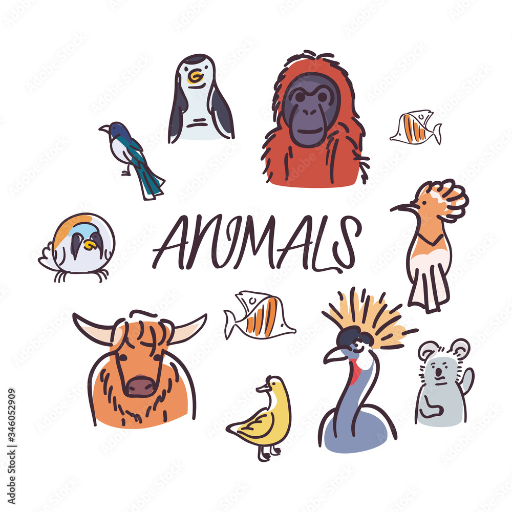 Obraz premium Wild Animals cartoons vector design