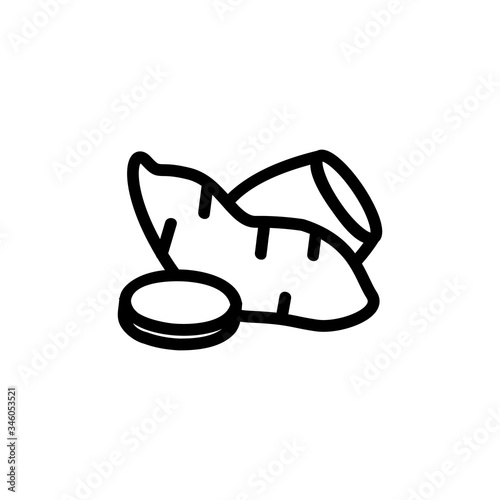 sweet potato cutting icon vector. sweet potato cutting sign. isolated contour symbol illustration