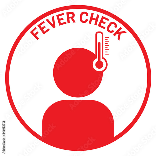 Vector illustration icon after quarantine sign for coronavirus outbreak concept. "FEVER CHECK" letter for service and business of restaurant,shop and cafe restriction after lock down.