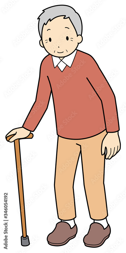 杖をつくおじいちゃん Stock イラスト Adobe Stock