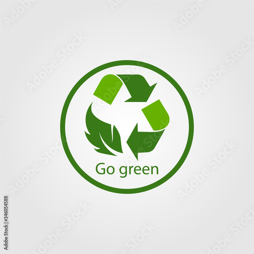 symbol og Go green with arrows recycle and leaf. Vector illustration. Recycled sign/icon. Recycled materials symbol. 