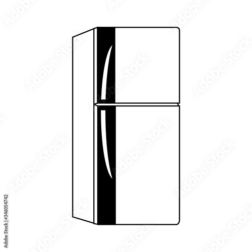 Vector illustration of a coloring picture of a refrigrator. Can be used for coloring books. Coloring vector basic element graphic design