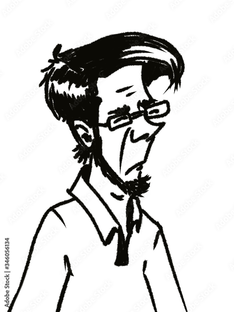 man in glasses portrait cartoon character isolated on white man in glasses portrait cartoon character isolated on white